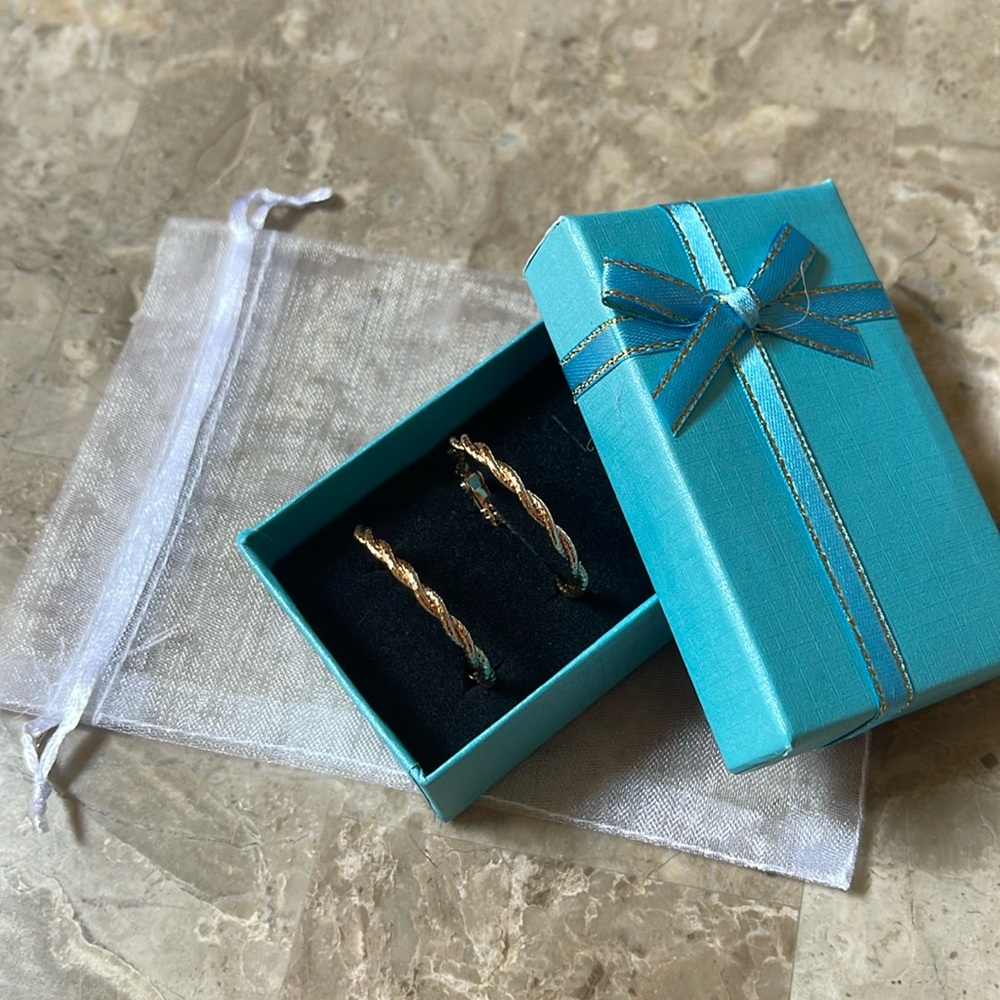 Gold earrings, plated 18k over stainless steel. Do not tarnish!